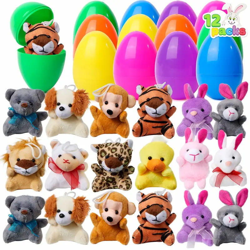 🔥49% OFF Today Only! 12/24/36 Pcs Prefilled Easter Eggs, Filled with Plush Animal Toys