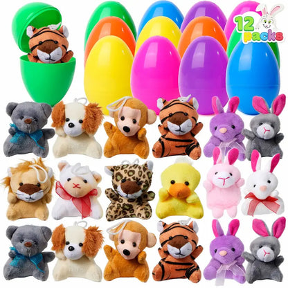 🔥49% OFF Today Only! 12/24/36 Pcs Prefilled Easter Eggs, Filled with Plush Animal Toys