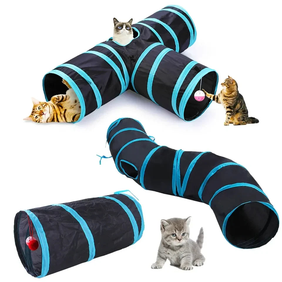 Cat Tunnel Foldable kitty Tunnel Pet Supplies S T Y Cross Pass Play Tunnel Cat Toy Breathable Drill Barrel for Indoor Loud Paper