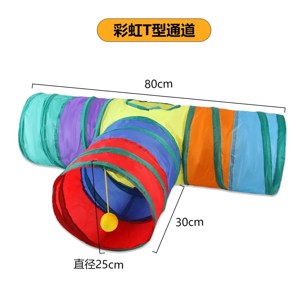 Cat Tunnel Foldable kitty Tunnel Pet Supplies S T Y Cross Pass Play Tunnel Cat Toy Breathable Drill Barrel for Indoor Loud Paper