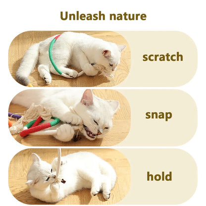Cat Bite Rope Toy Grinding Teeth Durable Teasing Cat Rope Toy Cat Scratcher Rope Toy Cotton Rope Bite-resistant Chewing Toy