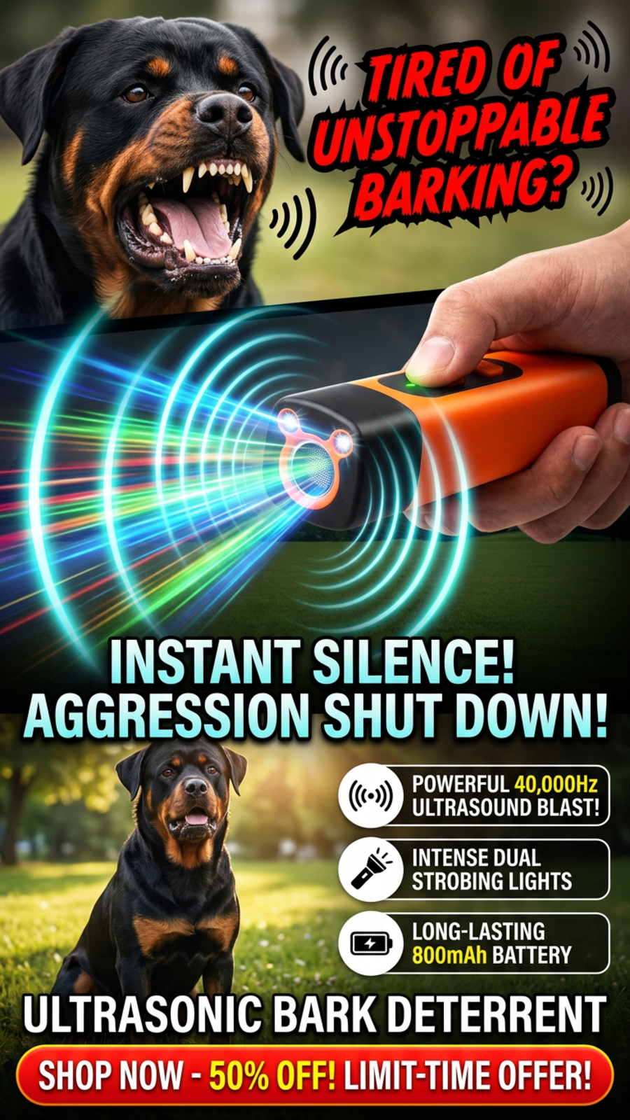 🐶3-in-1 Ultrasonic Dog Repeller & Anti-Barking Trainer🔊✨